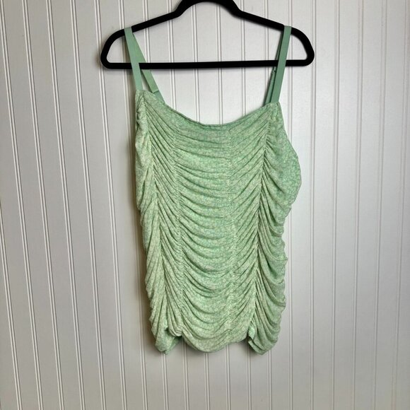 Torrid NWT Green Floral Stretch Mesh Shirred Cami Top Sleeveless A24 - Picture 5 of 10